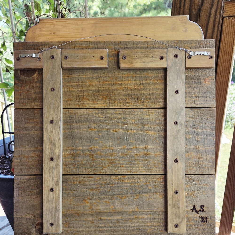 Handmade Rustic Coffee Bar Wall Decor With Hooks Along Bottom & Live Edge Shelf! - Picture 13 of 16